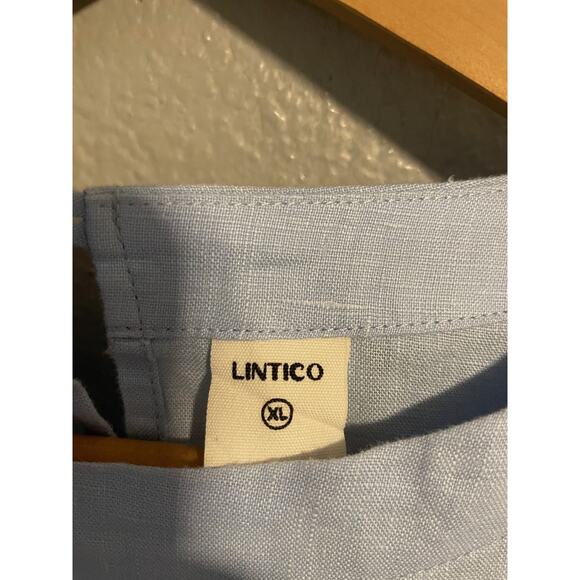 Lintico Dress Womens XL Blue Linen Shift Midi Button Detail Pockets Lagenlook - Picture 3 of 9